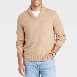 NWT Goodfellow & Co. Men’s Regular Fit Collared Pullover Sweater in Tan- Size XL